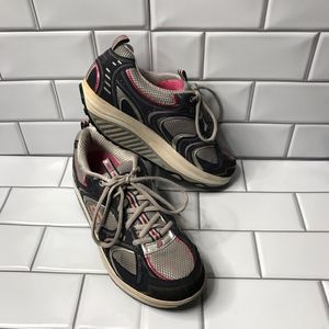 SKECHERS Shape Ups Sz 9.5 Pink Metallic Detail & Curved Platform Sole; Preloved